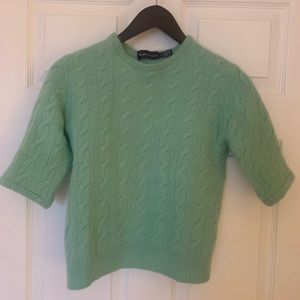 Ralph Lauren green, purple label cashmere cable knit sweater fits XS-S